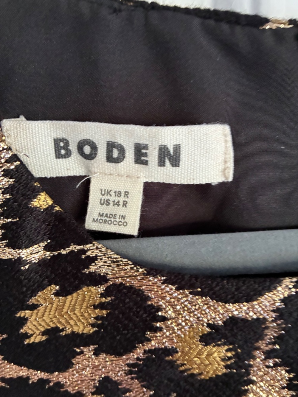 Boden Gold Metallic Leopard Jacquard Shift Dress L XL 14 - Picture 5 of 15